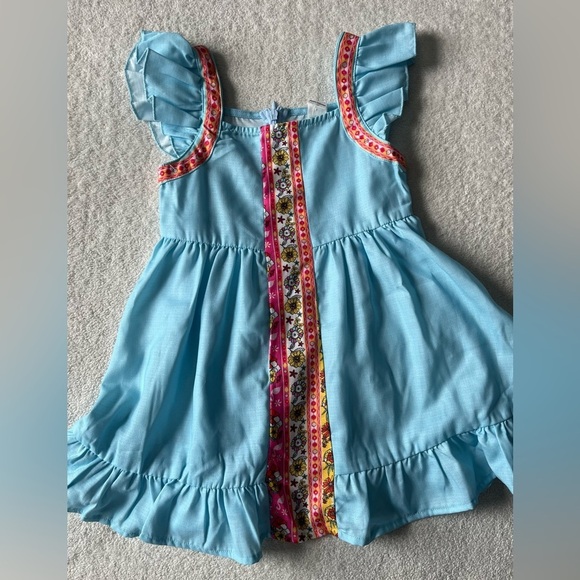 Other - Spring Summer blue dress, with floral embellishments. Sz 18-24 months, back zip